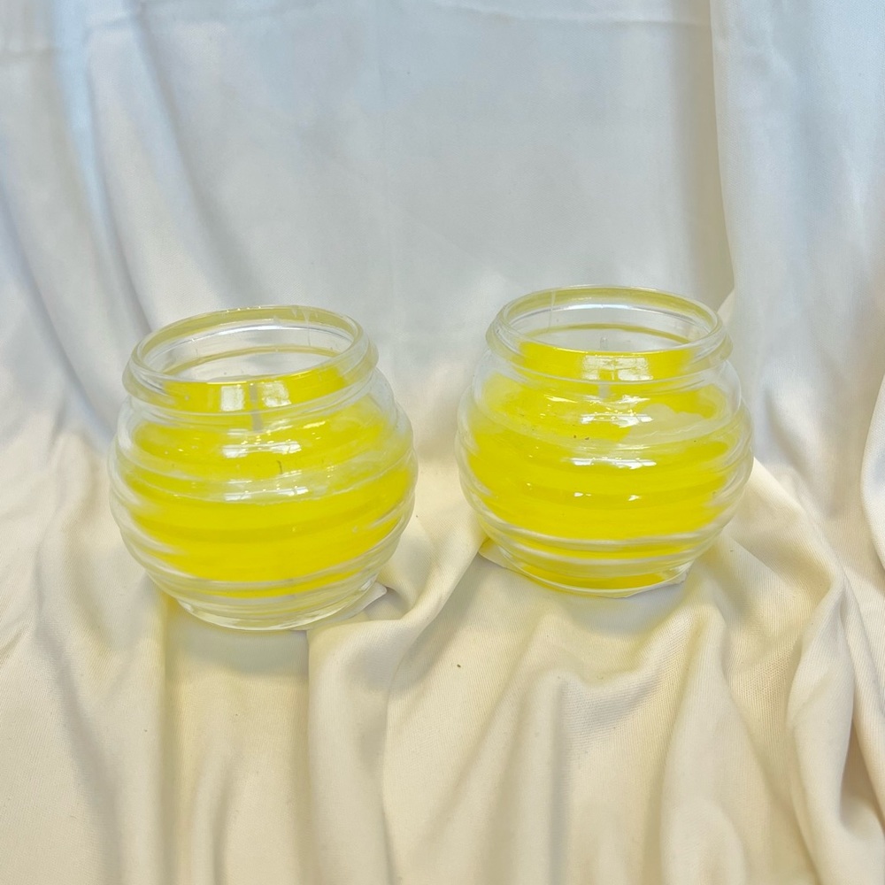 Yellow Candle in Small Textured Glass
